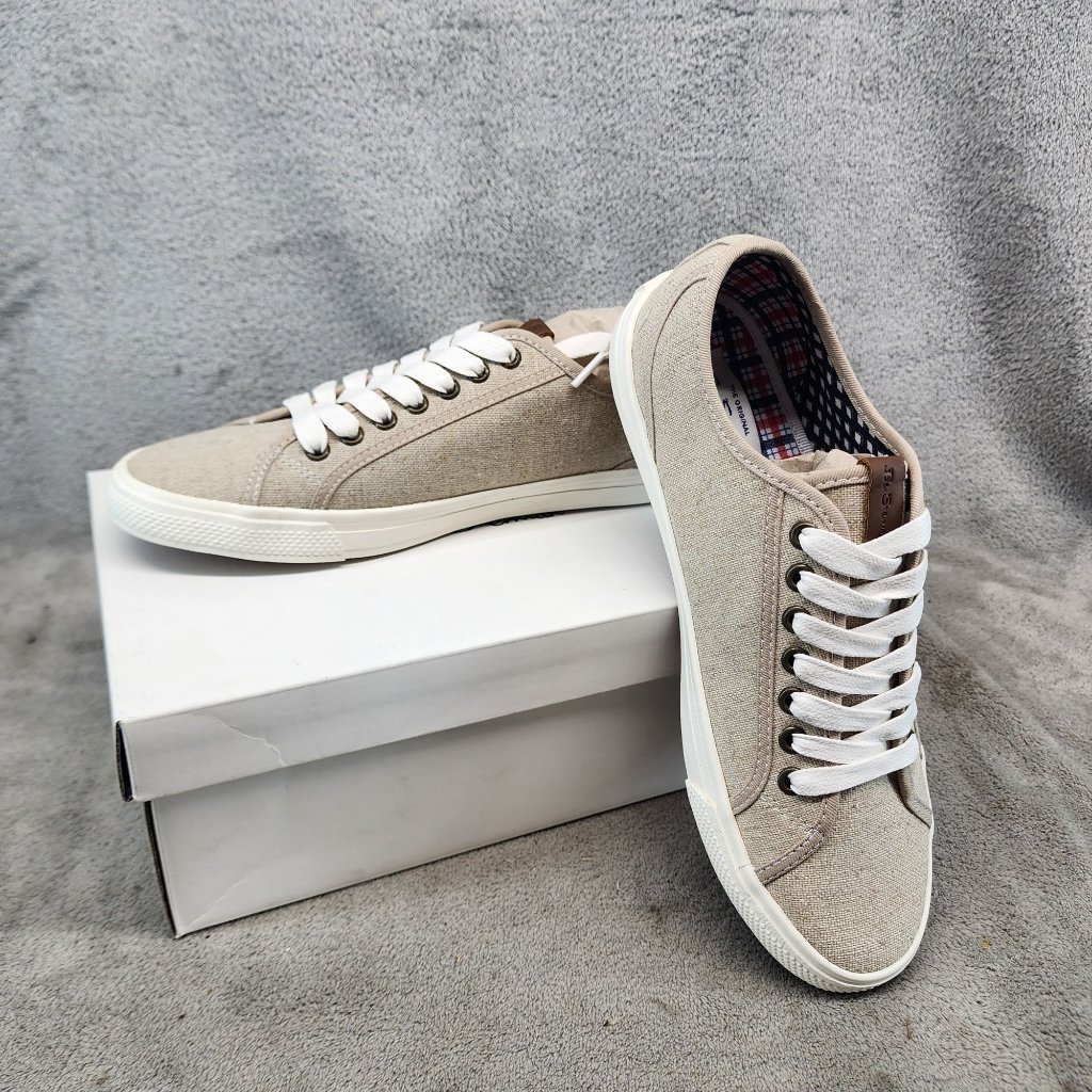 Ben Sherman Shoes Mens Size 8 Tan Canvas Lace Up Sneakers *Nwt*